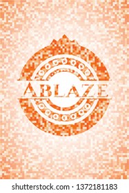 Ablaze abstract orange mosaic emblem