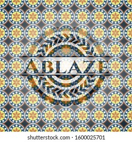 Ablaze arabic badge background. Arabesque decoration.