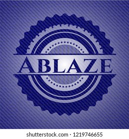 Ablaze badge with denim texture