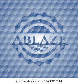 Ablaze blue emblem or badge with abstract geometric polygonal pattern background. Vector Illustration. Detailed.