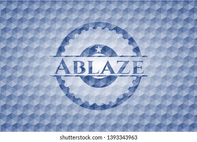 Ablaze blue emblem with geometric pattern background. Vector Illustration. Detailed.