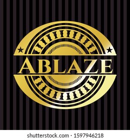 Ablaze gold emblem or badge. Vector Illustration. Detailed.