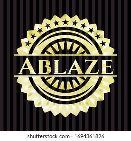 Ablaze gold emblem or badge. Vector Illustration. Detailed.