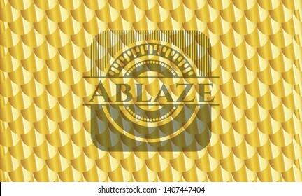 Ablaze gold shiny emblem. Scales pattern. Vector Illustration. Detailed.