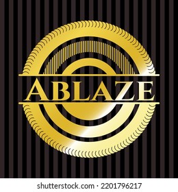 Ablaze gold shiny emblem. Vector Illustration. Detailed. 