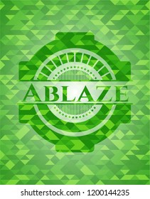 Ablaze green emblem with mosaic ecological style background