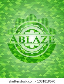 Ablaze green emblem with triangle mosaic background