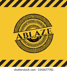 Ablaze inside warning sign, black grunge emblem. Vector Illustration. Detailed.