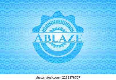 Ablaze light blue water wave emblem. Vector Illustration. Detailed. 