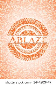 Ablaze orange mosaic emblem with background