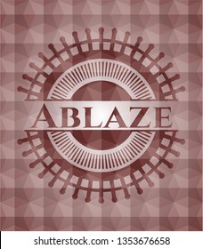 Ablaze red emblem with geometric background. Seamless.