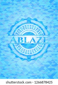 Ablaze sky blue emblem with mosaic background