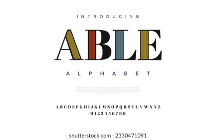 Able abstract digital technology logo font alphabet. Minimal modern urban fonts for logo, brand etc. Typography typeface uppercase lowercase and number. vector illustration