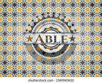 Able arabic style badge. Arabesque decoration.