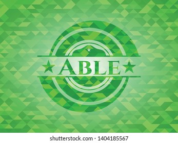 Able green emblem. Mosaic background. Vector Illustration. Detailed.