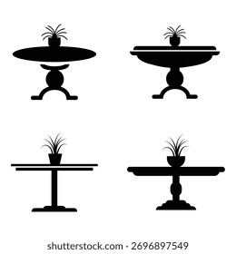 colección de Ilustración vectorial de silueta de iconos de mesa. Mesa de comedor de estilo plano, mesa de oficina, diseño de Sitio web de mesa de restaurante. Imagen de Vector. EPS 10