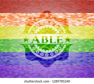 Able on mosaic background with the colors of the LGBT flag