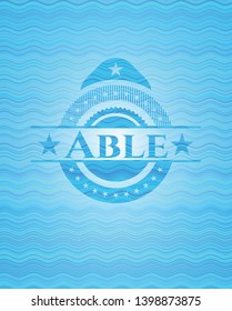 Able sky blue water wave style badge. Vector Illustration. Detailed.