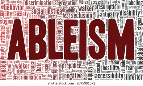 Ableism conceptual vector illustration word cloud isolated on white background.