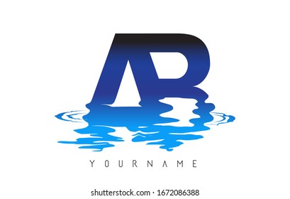 ABLetter Logo Design with Water Effect and Deep Blue Gradient Vector Illustration. 