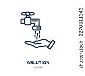 ablution icon from hygiene collection. Thin linear ablution, man, male outline icon isolated on white background. Line vector ablution sign, symbol for web and mobile