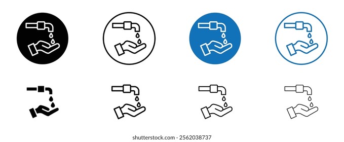 Ablution icon set in black and blue colors
