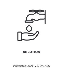 ablution icon. Thin line ablution icon from Hygiene and Sanitation collection. Outline vector isolated on white background. Editable ablution symbol can be used web and mobile