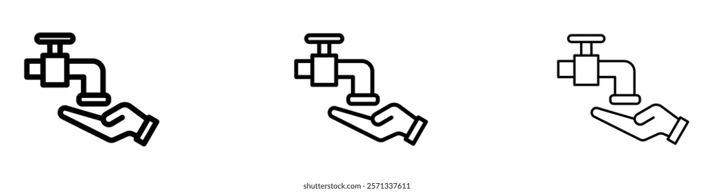 Ablution icon in tree different line stroke sizes.