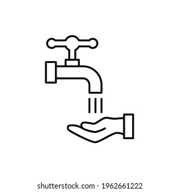 Icono de engaño, icono de la mano de lavado en estilo de línea negra plana, aislado en fondo blanco 