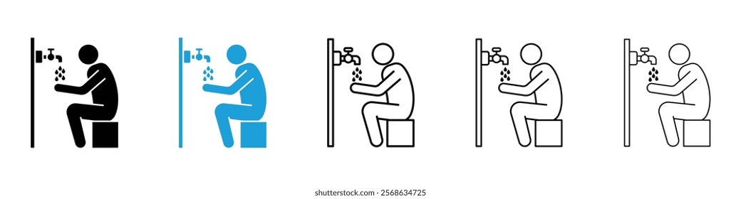 Ablution icons in filled and 3 stroke weights