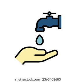 Ablution or washing hand icon. islamic wudu of religion collection. arabic prayer, Filled style pictogram for ramadan, fasting, iftar. Vector illustration. design on white background. EPS 10