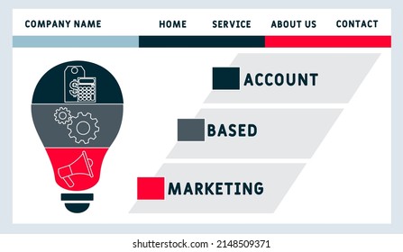 ABM - Account Based Marketing acronym. business concept background. vector illustration concept with keywords and icons. lettering illustration with icons for web banner, flyer, landing pag