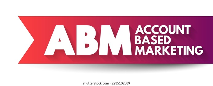 ABM Account Based Marketing - business marketing strategy that concentrates resources on a set of target accounts within a market, acronym text concept background