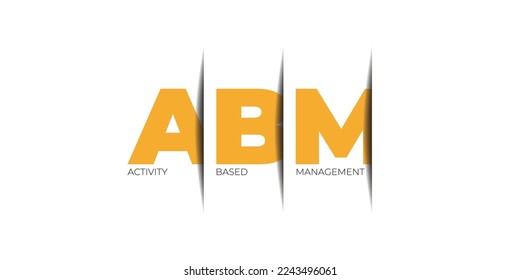 ABM. Vector de palabras clave de administración basada en actividad aislado en fondo blanco.
