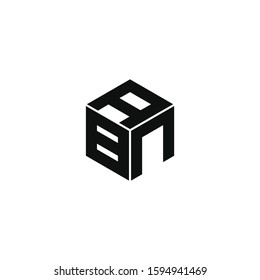ABN triple cubic alphabet letter vector geometric font icon & Logo for your design.