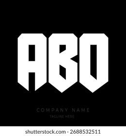 ABO LOGO, Un diseño de logotipo monográfico atrevido y moderno con las letras en una fuente geométrica estilo bloque.