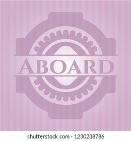 Aboard badge with pink background