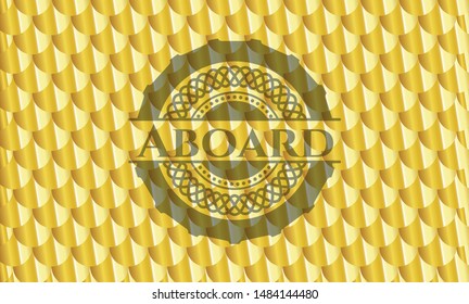 Aboard golden emblem. Scales pattern. Vector Illustration. Detailed.