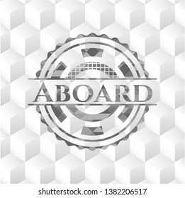 Aboard grey badge with geometric cube white background