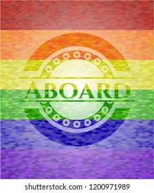 Aboard on mosaic background with the colors of the LGBT flag