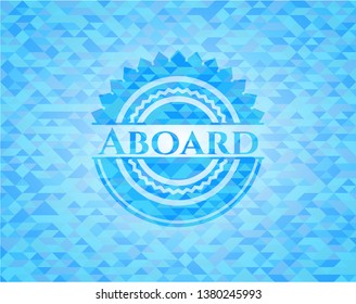 Aboard sky blue emblem with mosaic background