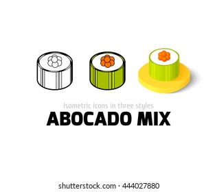 Abocado mix icon, vector symbol in flat, outline and isometric style