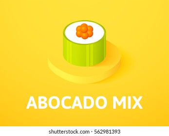 Abocado mix icon, vector symbol in flat isometric style isolated on color background