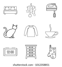 Abode icons set. Outline set of 9 abode vector icons for web isolated on white background