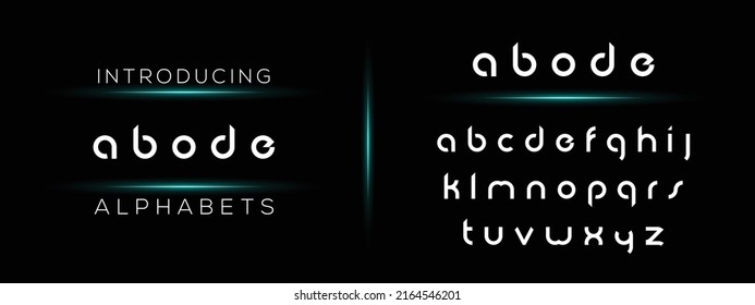 abode-tech kreative minimale Monogramm-Schriftart. Technische Schriften für Banner, Digital und Firmenlogo. Einzigartiges Buchstabensatz und Schrift.