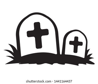 Abolished grave flat icon illustration ( horror / halloween)