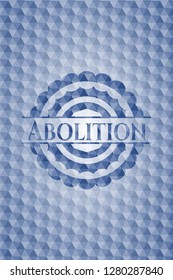 Abolition blue emblem with geometric background.