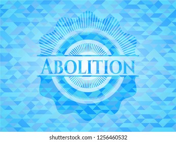 Abolition sky blue emblem with triangle mosaic background