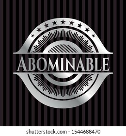 Abominable silvery emblem or badge. Vector Illustration. Mosaic.