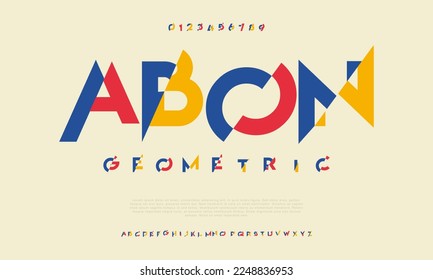 Abon simple colorful geometric typography. For game, sport, music, corporate, abstract vector illustration font